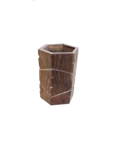 Desi Karigar Wooden Pen Stand ( Brown )