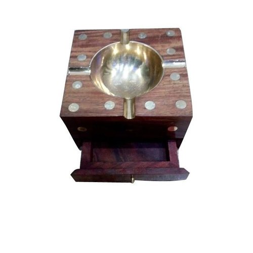 Desi Karigar Wooden Premium Quality Antique Ashtray With Cig. Case