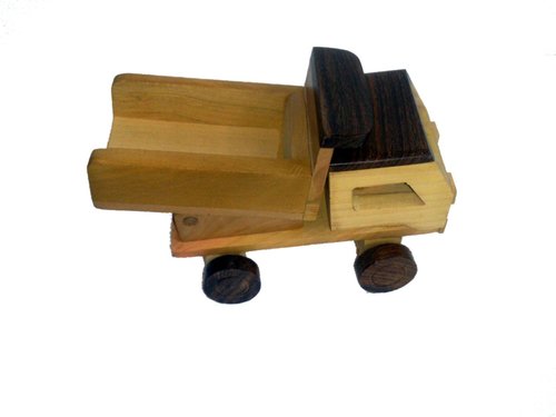Desi Karigar Wooden Toy Dumper Truck ( Yellow, 7 x 3 x 5 inch )