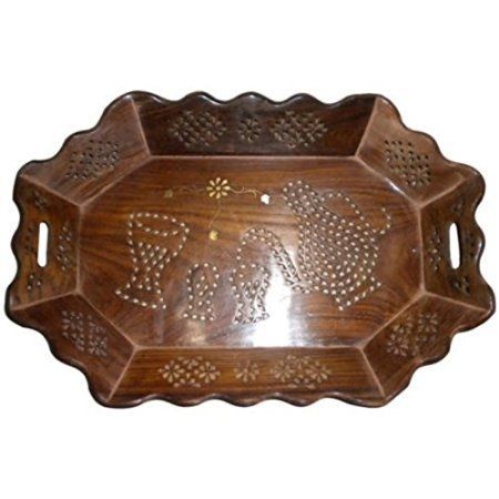 Desi Karigar Tray Serving Fruit Home kitchen Wooden Fancy Decor Wood Gift Basket Trey