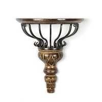 Desi Karigar Wooden & Wrought Iron Wall Bracket D-Shape 11.5x5x10
