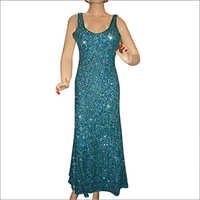 Beaded Evening Gowns - Cotton Fabric, Sizes S-xxl | Sleeveless Design, Elegant Beaded Details