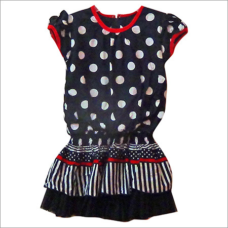 Kids Tunics - Cotton, Suitable For Ages 3-15, Color: Black With Polka Prints | Comfortable, Machine-washable, Perfect For Summer And Spring