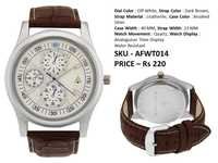 Corporate Watch - Leatherite Strap, 40 Mm Brushed Silver Case, Off White Dial | Water Resistant, Quartz Movement, 3 Months Warranty