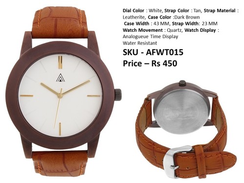 Digital Wrist Watches - Leatherite Strap, 43 MM Case Width, White Dial & Dark Brown Case Color , Quartz Movement, Water Resistant Design