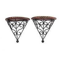 Desi Karigar Wooden & Iron Fancy Design Wall Bracket/Rack Size (LxBxH-8x4x8) Inch Set Of 2