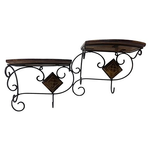 Desi Karigar wall shelve with wood and iron in 2 step Shape. A perfect Wall shelves cum bracket