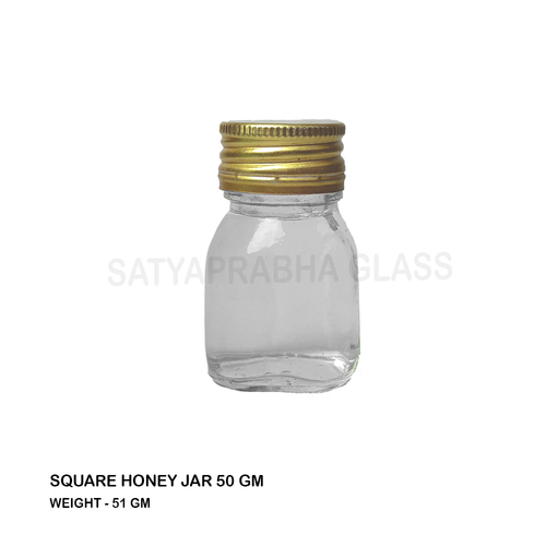 50 Gm Square Honey Jar - Color: Transparent
