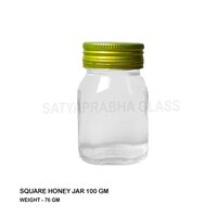 100 Gm Square Honey Jar - Color: Transparent