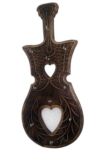 Desi Karigar Antique Guitar Shape Key Holder ( Black )