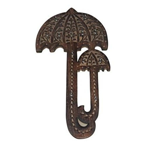 Desi Karigar Antique Hand Carved Wall Decor Key Holder (Black)