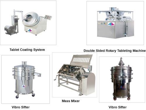 Tableting Machine, Vibro Sifter, Mass Mixer Tableting Machine, Vibro Sifter, Mass Mixer