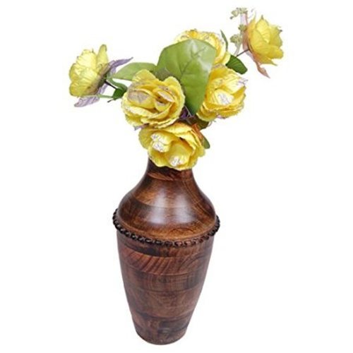 Desi Karigar Beautiful Wooden Antique Hand Carved Flower Vase Size (LxBxH-7x7x16.5) Inch