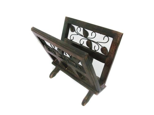 Desi Karigar Fancy solid wood & wrought iron book & magazine holder stand