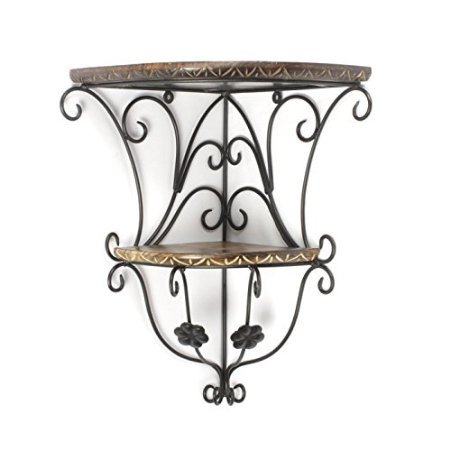 Desi Karigar Home Decor Wall Hanging Fancy Double Bracket Wooden, Iron Wall Shelf