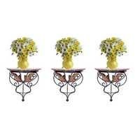 Desi Karigar wood & wrought iron hand carved leaf design wall bracket Combo Pack of 3