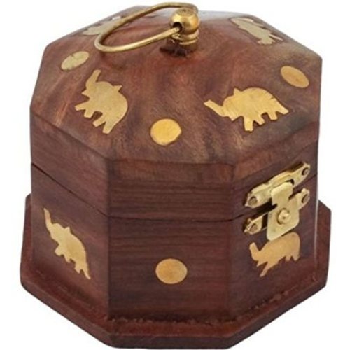 Desi Karigar Wooden Antique Brown Jewellery Vanity Multi Purpose Box with Brass Work