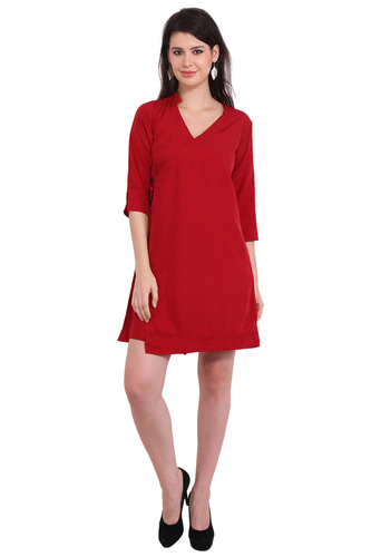 Rayon Embroidered Top Red