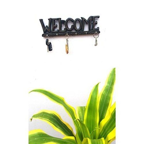 Desi Karigar Wooden Antique Welcome Shaped Key Holder With 6 Hooks Size (LxBxH-14x1x4) Inch