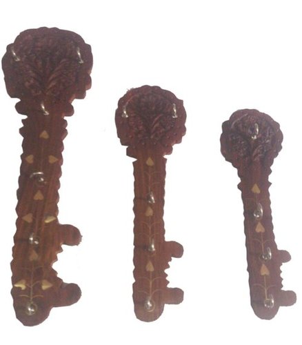 Desi Karigar Wooden Key Holder In Key Shape ( Brown )