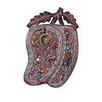 Desi Karigar Wooden Key Holder In Mango Shape With Handicraft Design.