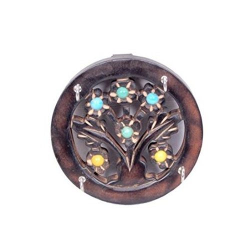 Desi Karigar Wooden Key Holder In Round Shape Size (LxBxH-12X2X12) Cm