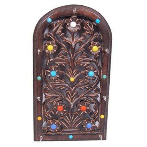 Desi Karigar Wooden Key Holder With Handicrafts Design Size (LxBxH-7.5X1X14) Inch