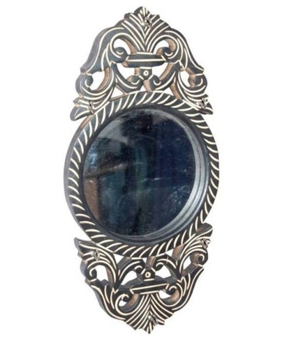 Desi Karigar Wooden Key Holder with Mirror Handicraft Design