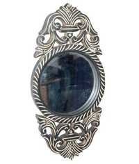 Desi Karigar Wooden Key Holder with Mirror Handicraft Design