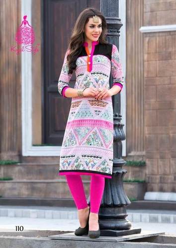 Kurti - Cotton Customized Sizes S-XL | Multiple Colors Long Sleeve Printed Design Stylish Western Formal Wear for Girls