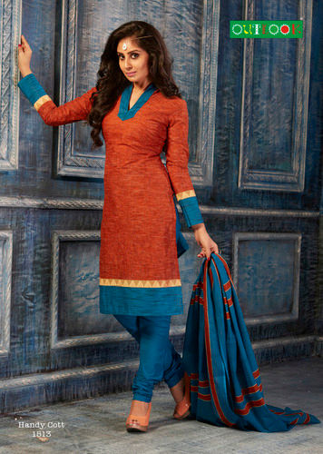 Red And Blue Brocade Designer Suit