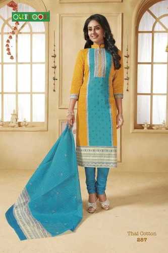 Yellow And Blue Chikan Salwar Suits
