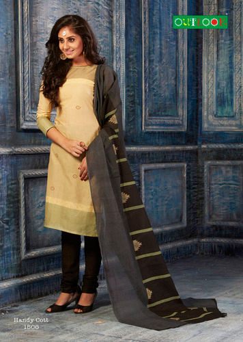 Cream And Dark Gray Readymade Salwar Suits