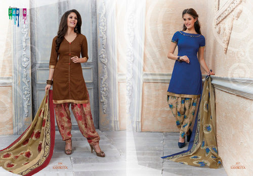 Blue And Brown Designer Punjabi Suits