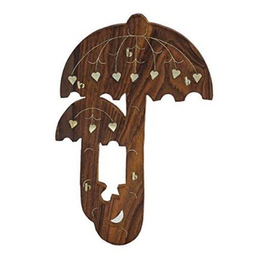 Desi Karigar Wooden Wall Mounted Umbrella Design Key Holder By DESI KARIGAR