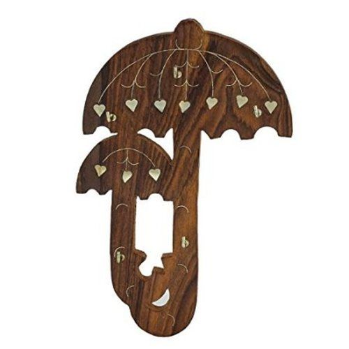 Desi Karigar Wooden Wall Mounted Umbrella Design Key Holder