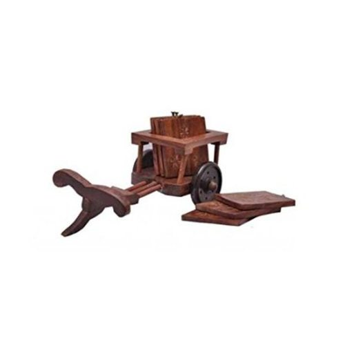 Desi Karigar Wooden Tea Coffee Coaster Set CART shape Office Home decor Dining accessory