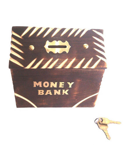 Desi Karigar Brown Wood Money Bank