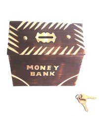 Desi Karigar Brown Wood Money Bank