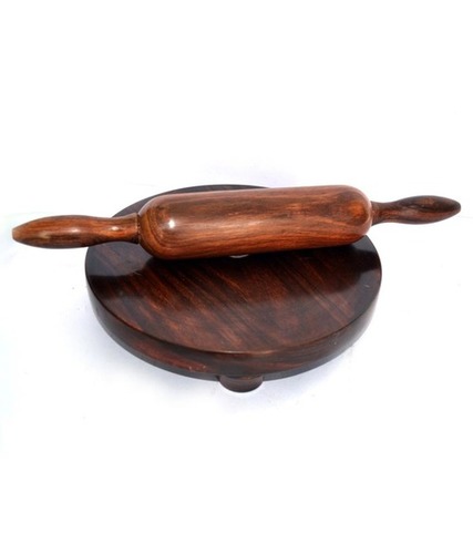 Desi Karigar Brown Wooden Chakla Belan