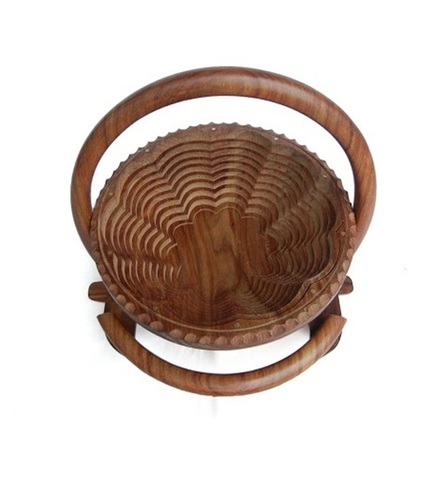 Desi Karigar Brown Others Folding Round Fruit Basket With Spring