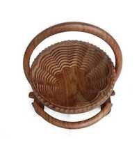 देसी कारीगर भूरा अन्य फ़ोल्ड करने योग्य गोल फलों की टोकरी स्प्रिंग के साथ