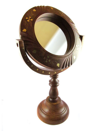 Desi Karigar Unique & beautiful fancy wooden mirror with brass work