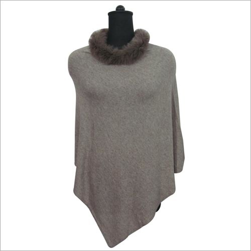 Trendy Shawl - Cashmere Blend, One Size, Beige | Soft Fabric, Stylish Design, Warm Comfort, Elegant Look, Faux Fur Poncho, Lightweight