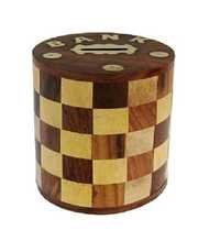 Desi Karigar Brown Wooden Piggy Banks