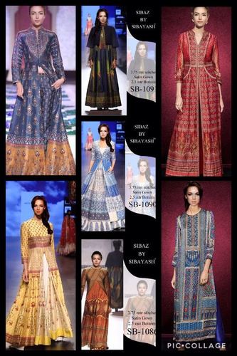 DIGITAL PRINT SATIN STITCHED GOWNS