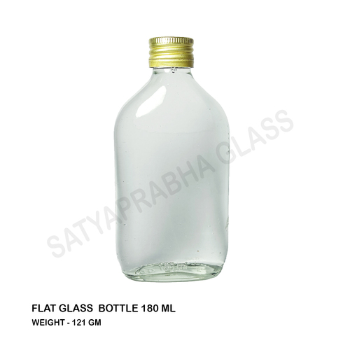 180 Ml Flat Liquor Bottle - Color: Transparent