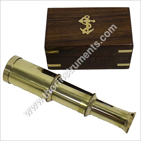 6 Solid Brass Handheld Telescope - Nautical Pirate Spy Glass with Wood Box By THOR INSTRUMENTS CO.