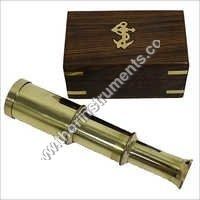 6 Solid Brass Handheld Telescope - Nautical Pirate Spy Glass with Wood Box