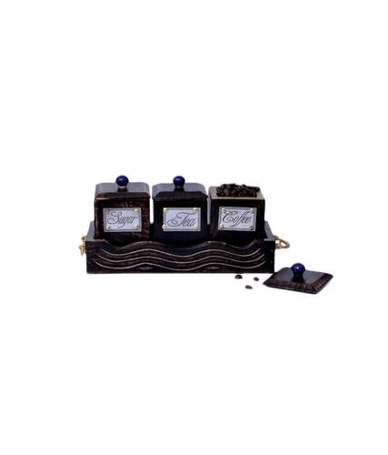 Desi Karigar Antiquity Tea, Coffee & Sugar Jar Set And Tray